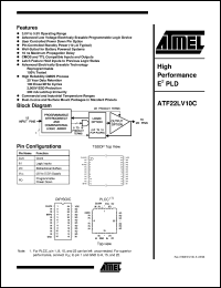 ATF22LV10C-15JC datasheet: High performance EE PLD, 3V to 5.5V ATF22LV10C-15JC