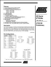 AT25128-10PC datasheet: SPI serial EEPROM 128K (16384 x 8), 2100kHz, 4.5V to 5.5V AT25128-10PC