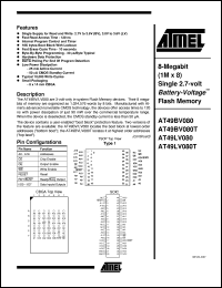 AT49LV080-12CC datasheet: 8-Megabit (1M x 8) single 2.7-volt battery-voltage flash memory, 25mA active, 0.05mA standby AT49LV080-12CC