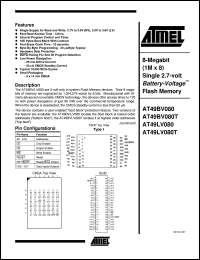 AT49LV080-12RC datasheet: 8-Megabit (1M x 8) single 2.7-volt battery-voltage flash memory, 25mA active, 0.05mA standby AT49LV080-12RC