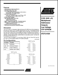 AT27LV520-90XC datasheet: 512K (64K x 8) multiplexed addresses/outputs low voltage OTP EPROM, 8mA active AT27LV520-90XC