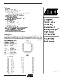 AT27BV800-12JI datasheet: 8-Megabit (512K x 16 or 1024K x 8) unregulated Battery-Volotage high speed OTP EPROM 10mA active, 0.02mA standby AT27BV800-12JI