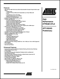 ATF1502AS-15AI44 datasheet: High performance EEPROM CPDL, 100 MHz ATF1502AS-15AI44