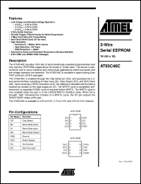 AT93C46C-10SC datasheet: 3-wire serial EEPROM 1K(64 x 16), fmax 2000 kHz AT93C46C-10SC