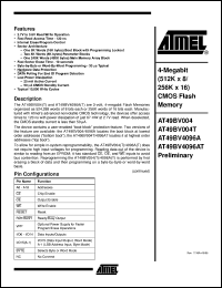 AT49BV004-12TI datasheet: 4-Megabit (512K x 8) CMOS flash memory, 25mA active, 0.05mA standby AT49BV004-12TI