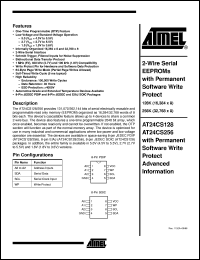 AT24CS128-10PC-1.8 datasheet: 2-wire serial EEPROM with permanent software write protect 128K(16,384 x 8), 100kHz,twr(max) 20ms AT24CS128-10PC-1.8