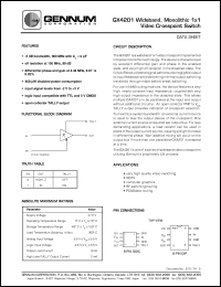 GX4201 datasheet: Wideband, monolithic 1x1 video crosspoint switch GX4201