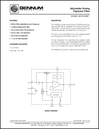 GH580 datasheet: Adjustable analog highpass filter GH580