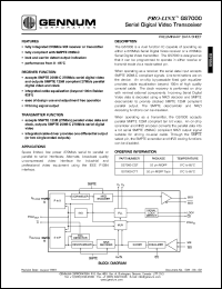 GS7000-CQT datasheet: PRO-LINX serial digital video transceiver GS7000-CQT