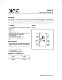 SM8224BS datasheet: Dial-tone receiver IC SM8224BS