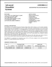 AMS1004-1.2BS datasheet: 1.2V Two-terminal micropower band-gap voltage reference diode AMS1004-1.2BS