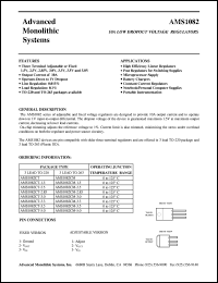 AMS1082CT-2.85 datasheet: 2.85V 10A low dropout voltage regulator AMS1082CT-2.85