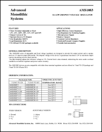 AMS1083CM-1.5 datasheet: 1.5V 8A low dropout voltage regulator AMS1083CM-1.5