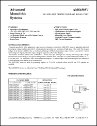 AMS1505CTV-1.5 datasheet: 1.5V 5A ultra low dropout voltage regulator AMS1505CTV-1.5