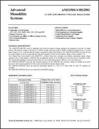 AMS2501CS-2.85 datasheet: 2.85V 1A very low dropout voltage regulator AMS2501CS-2.85