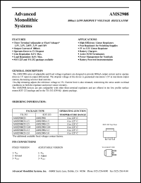 AMS2908-2.85 datasheet: 2.85V 800mA low dropout voltage regulator AMS2908-2.85