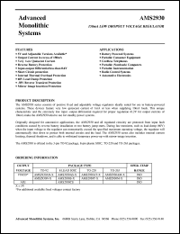 AMS2930S-5.0 datasheet: 5.0V 150mA low dropout voltage regulator AMS2930S-5.0