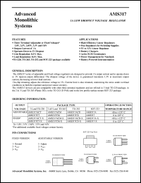 AMS317CT-5.0 datasheet: 5.0V 1A low dropout voltage regulator AMS317CT-5.0