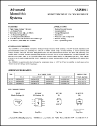 AMS4041AN datasheet: Micropower shunt voltage reference AMS4041AN