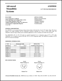 AMS5010NT datasheet: 1.2V voltage reference AMS5010NT