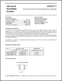 AMSOP-77FP datasheet: Ultra low offset voltage operational amplifier AMSOP-77FP