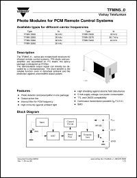 TFMN5560 datasheet: Photo module for PCM remote control systems, 56kHz TFMN5560