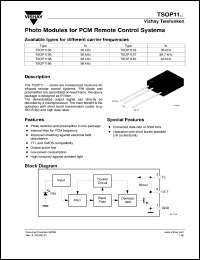 TSOP1136 datasheet: Photo module for PCM remote control systems, 36kHz TSOP1136