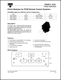 TSOP1140KS1 datasheet: Photo module for PCM remote control systems, 40kHz TSOP1140KS1