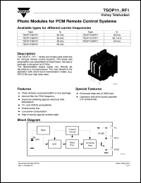 TSOP1137RF1 datasheet: Photo module for PCM remote control systems, 36.7kHz TSOP1137RF1