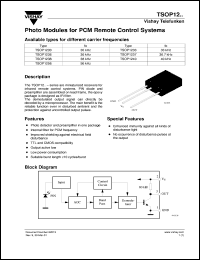 TSOP1230 datasheet: Photo module for PCM remote control systems, 30kHz TSOP1230