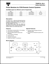 TSOP1233GL1 datasheet: Photo module for PCM remote control systems, 33kHz TSOP1233GL1