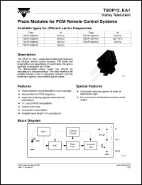 TSOP1233KA1 datasheet: Photo module for PCM remote control systems, 33kHz TSOP1233KA1