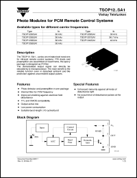 TSOP1256SA1 datasheet: Photo module for PCM remote control systems, 56kHz TSOP1256SA1