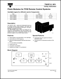 TSOP1233WI1 datasheet: Photo module for PCM remote control systems, 33kHz TSOP1233WI1