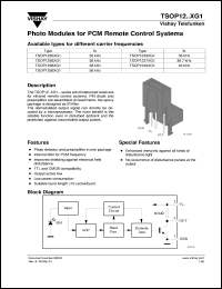 TSOP1238XG1 datasheet: Photo module for PCM remote control systems, 38kHz TSOP1238XG1