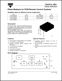 TSOP1337SB1 datasheet: Photo module for PCM remote control systems, 36.7kHz TSOP1337SB1