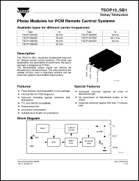 TSOP1340SB1 datasheet: Photo module for PCM remote control systems, 40kHz TSOP1340SB1