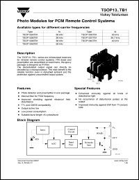 TSOP1337TB1 datasheet: Photo module for PCM remote control systems, 36.7kHz TSOP1337TB1