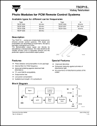 TSOP1540 datasheet: Photo module for PCM remote control systems, 40kHz TSOP1540