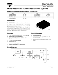 TSOP1530SD1 datasheet: Photo module for PCM remote control systems, 30kHz TSOP1530SD1