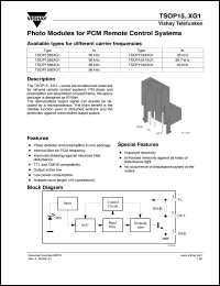 TSOP1536XG1 datasheet: Photo module for PCM remote control systems, 36kHz TSOP1536XG1