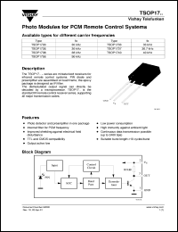 TSOP1733 datasheet: Photo module for PCM remote control systems, 33kHz TSOP1733