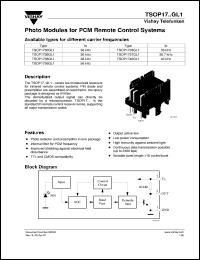 TSOP1737GL1 datasheet: Photo module for PCM remote control systems, 36.7kHz TSOP1737GL1