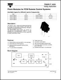 TSOP1756KD1 datasheet: Photo module for PCM remote control systems, 56kHz TSOP1756KD1