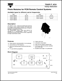 TSOP1733KS1 datasheet: Photo module for PCM remote control systems, 33kHz TSOP1733KS1