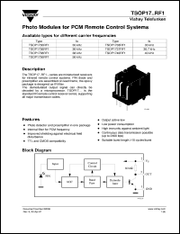 TSOP1733RF1 datasheet: Photo module for PCM remote control systems, 33kHz TSOP1733RF1