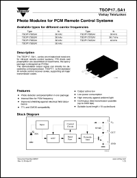 TSOP1733SA1 datasheet: Photo module for PCM remote control systems, 33kHz TSOP1733SA1