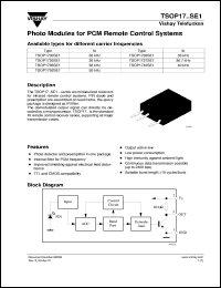 TSOP1733SE1 datasheet: Photo module for PCM remote control systems, 33kHz TSOP1733SE1