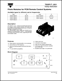 TSOP1733UU1 datasheet: Photo module for PCM remote control systems, 33kHz TSOP1733UU1