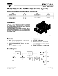 TSOP1737UU1 datasheet: Photo module for PCM remote control systems, 36.7kHz TSOP1737UU1